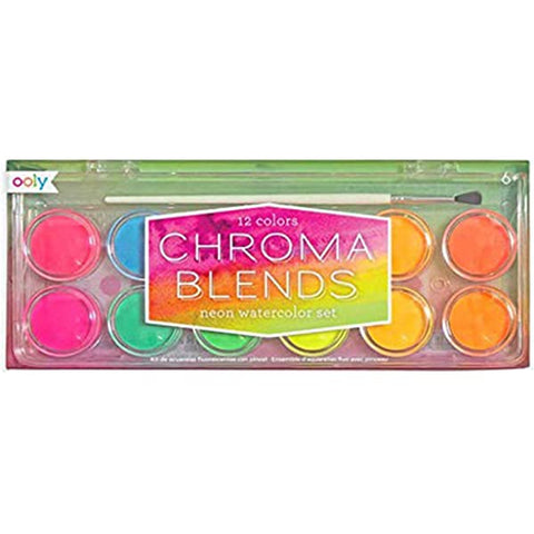 Ooly Chroma Blends Pearlescent Watercolor Paint Set 12 Colors w/ Brush