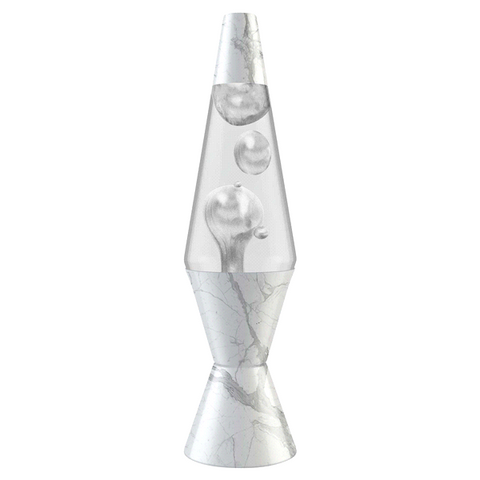 Metallic Silver Carrara Marble Lava Lamp 14.5