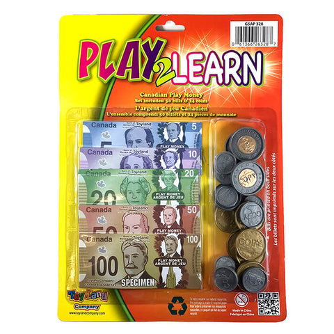 Play 2 Learn Canadian Play Money Bills & Coins