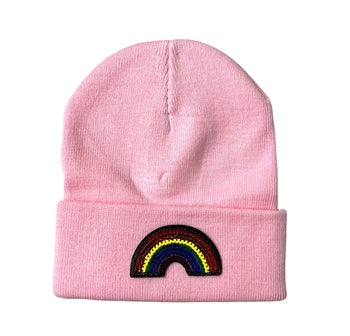 Knit Hat Sequin Rainbow
