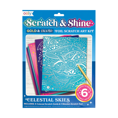 Ooly Scratch & Shine Foil Scratch Art Kit Celestial Skies